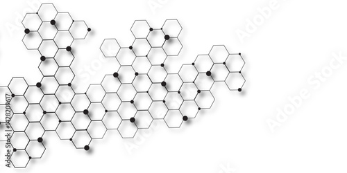Abstract background with lines technology. Modern simple style hexagonal graphic concept. Abstract hexagon polygonal pattern background vector. White grid tile hexagon creative background with hexagon