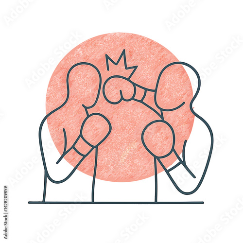 Boxers Engaging in a Knockout Action Against a Circular Background  