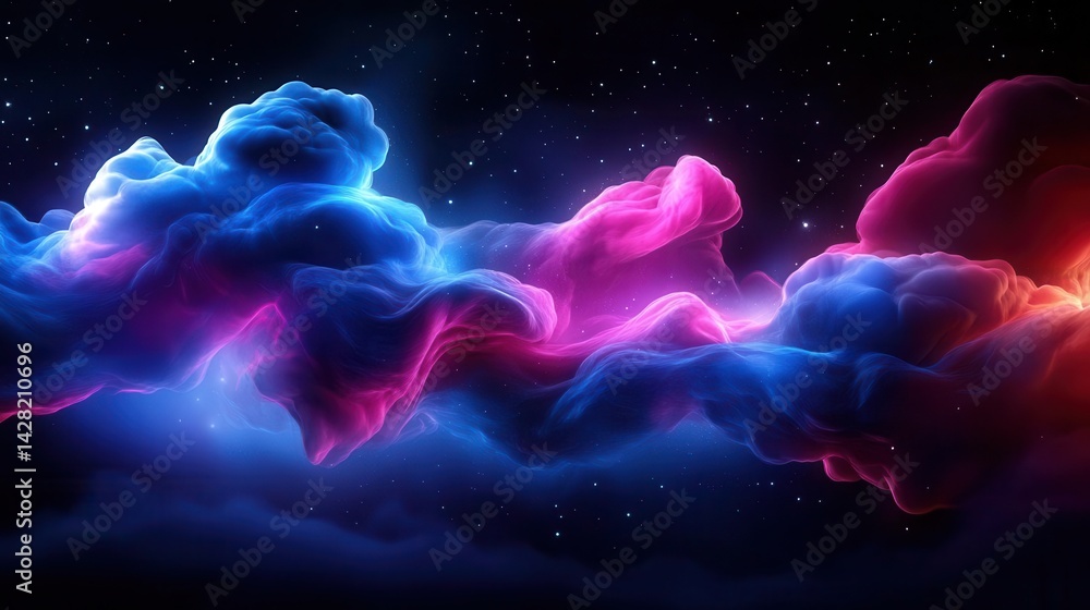 Abstract cosmic background with vibrant pink and blue nebulae and stars. Abstract cosmic background with vibrant pink and blue nebulae and stars.