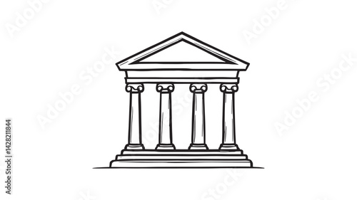 Bank building line art clean vector illustration for business use