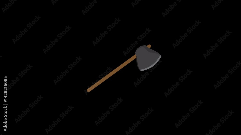 Wooden axe 2d icon seamless looping animation on transparent background, alpha channel 4k footage Wooden axe 2d icon seamless looping animation on transparent background, alpha channel 4k footage