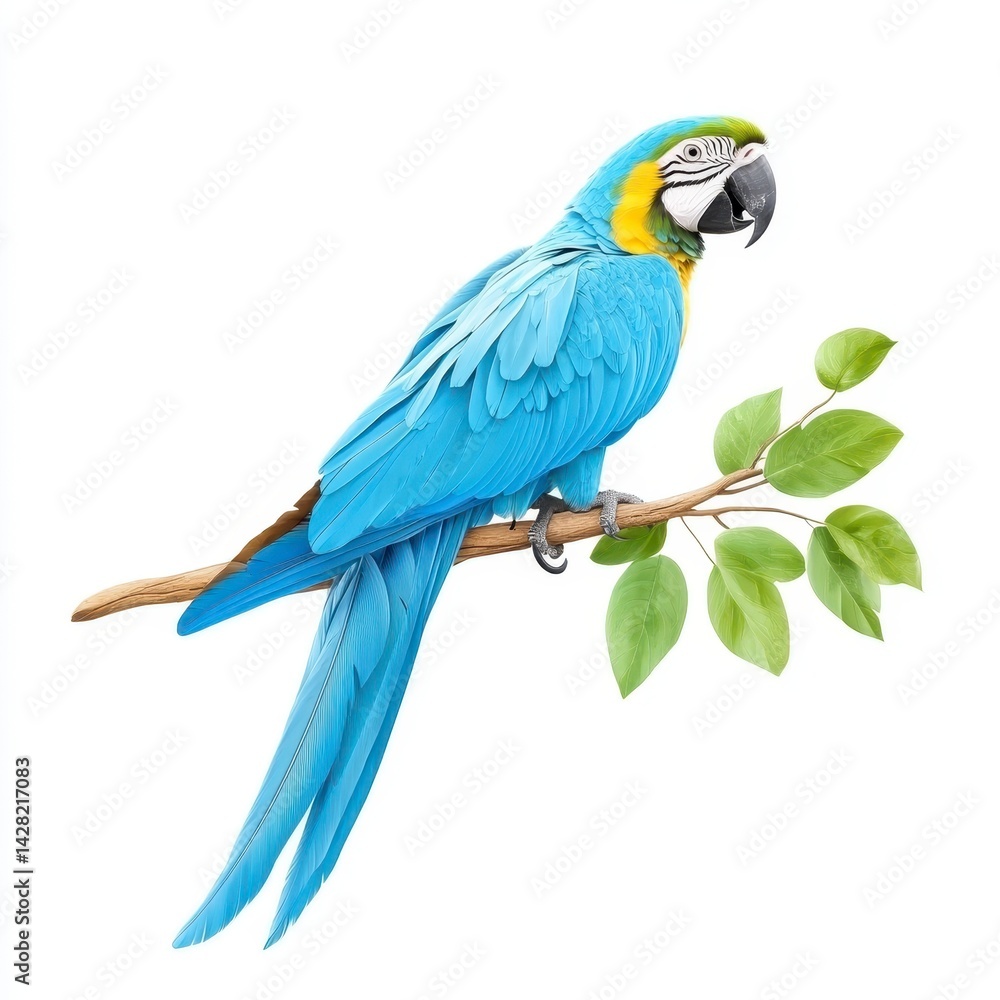 Fototapeta premium Blue and Gold Macaw on Branch