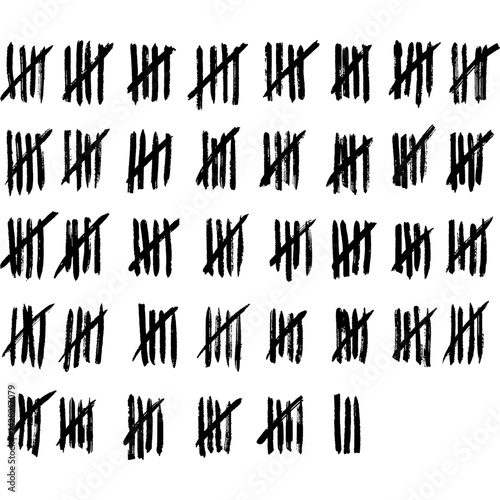 Tally marks. Score counting marks. Prison Counting marks