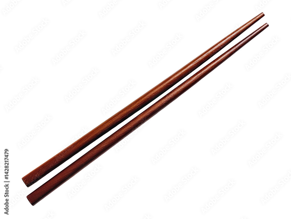 Pair of traditional wooden chopsticks for Asian cuisine, isolated on a transparent cutout background Pair of traditional wooden chopsticks for Asian cuisine, isolated on a transparent cutout background