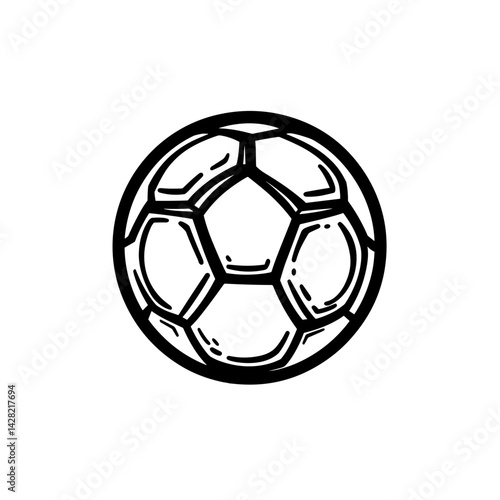 Minimalist Soccer Ball Icon Illustration on White Background  