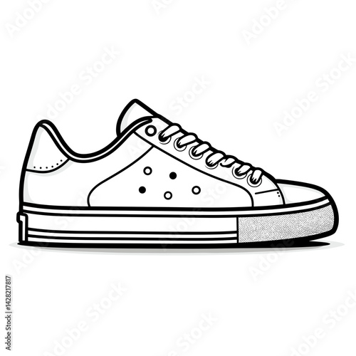 Minimalist Line Art of Simple White Sneakers  