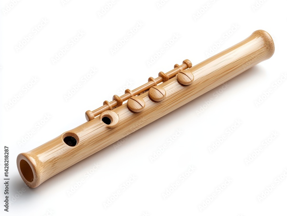 Naklejka premium Wooden Flute Musical Instrument