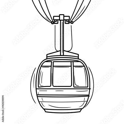 Cable Car Illustration Moving through Mountains  