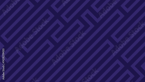 Angular labyrinths in deep indigo intertwine a maze of straight lines and sharp turns