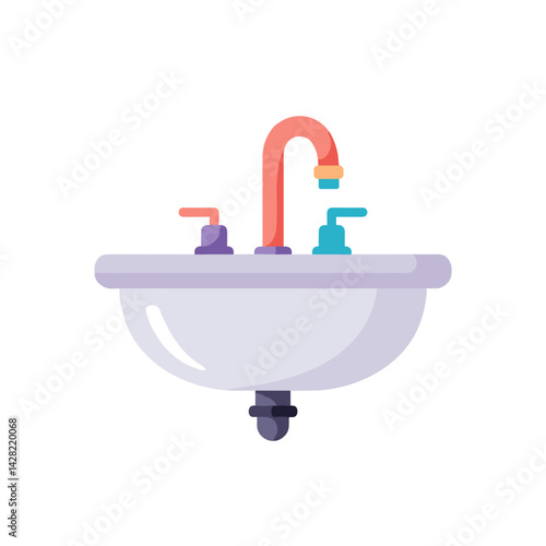 Colorful sink basin with faucet and drain  