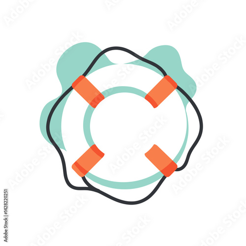 Lifebuoy illustration wrapped in a rope with fluid background  