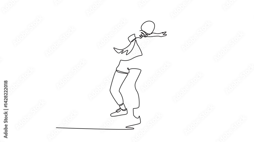 Animated self drawing continuous line draw male table tennis player hitting the ball with precision and power. Showing speed, focus, and reflex in modern ping pong. Full length single line animation Animated self drawing continuous line draw male table tennis player hitting the ball with precision and power. Showing speed, focus, and reflex in modern ping pong. Full length single line animation