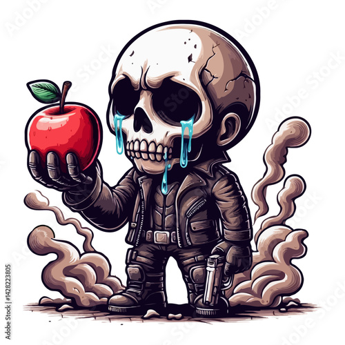 Sad Skull with Apple