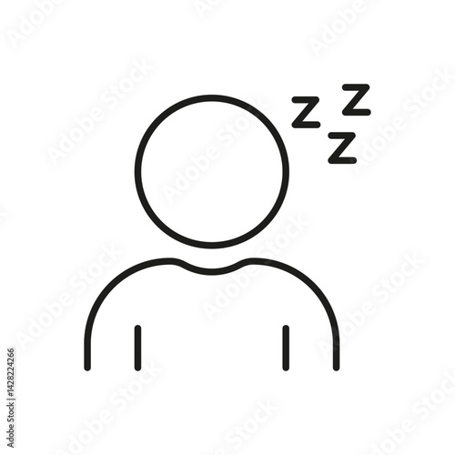 Person Sleeping Line Icon. Rest, Relaxation, And Sleep Symbol. Sleepy Human Figure With Zzzs. Editable Stroke. Isolated Vector Illustration