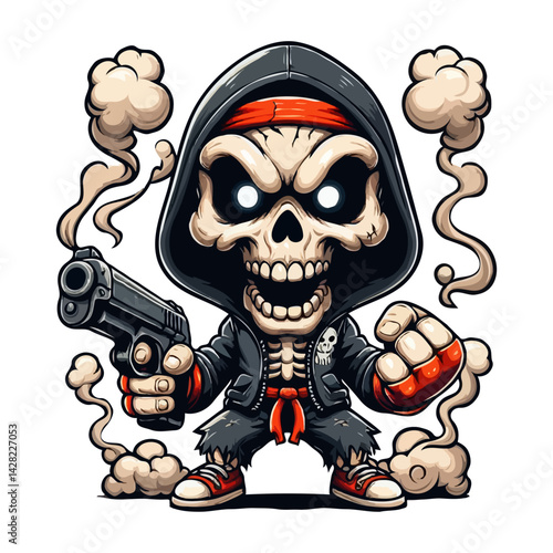 Cartoon Skull with a Gun