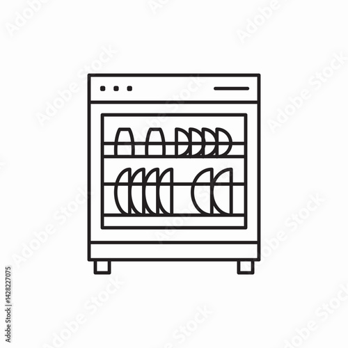 Dishwasher appliance kitchen icon vector sign