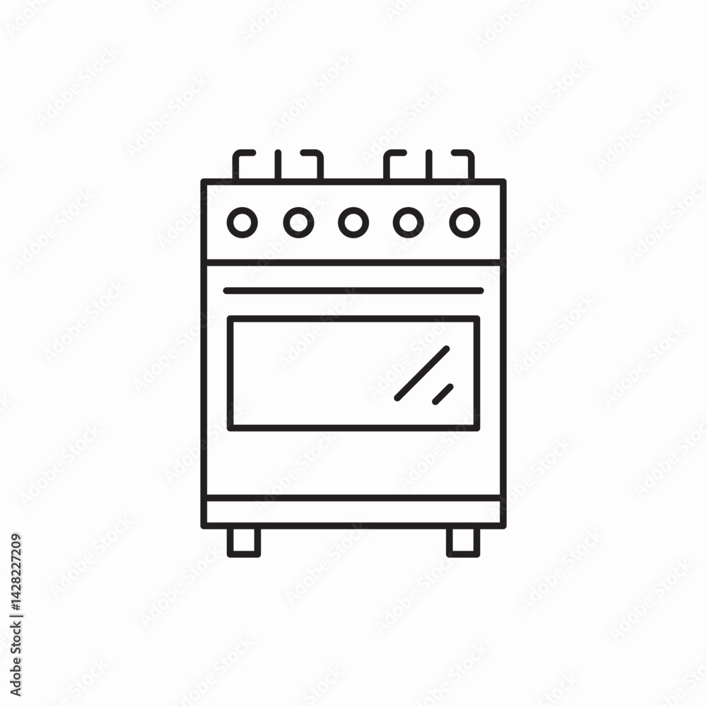 Gas stove kitchen icon vector sign Gas stove kitchen icon vector sign