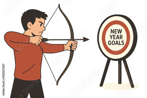 Clean New Year arrow graphic symbolizing forward movement, progress, and future planning. Simple vector illustration for business goals, resolutions, direction, and growth concepts.