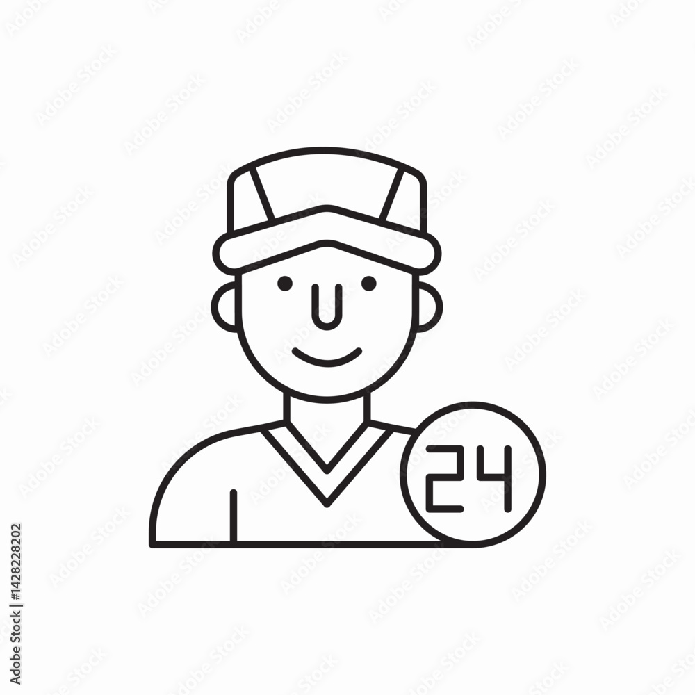 delivery man courir service hours icon vector sign delivery man courir service hours icon vector sign