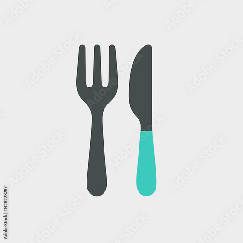 Cutlery Set Fork and Knife on a Minimalist Background  