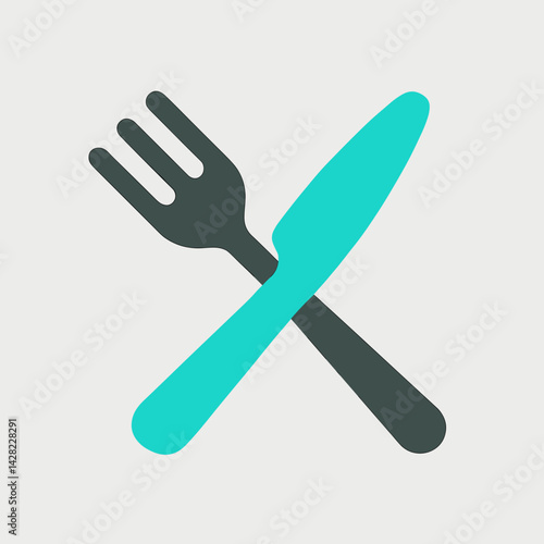 Fork and Knife Icon in Minimalist Style  