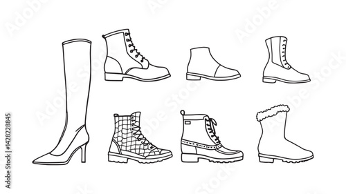 Boots line art concept showcasing modern fashion footwear design