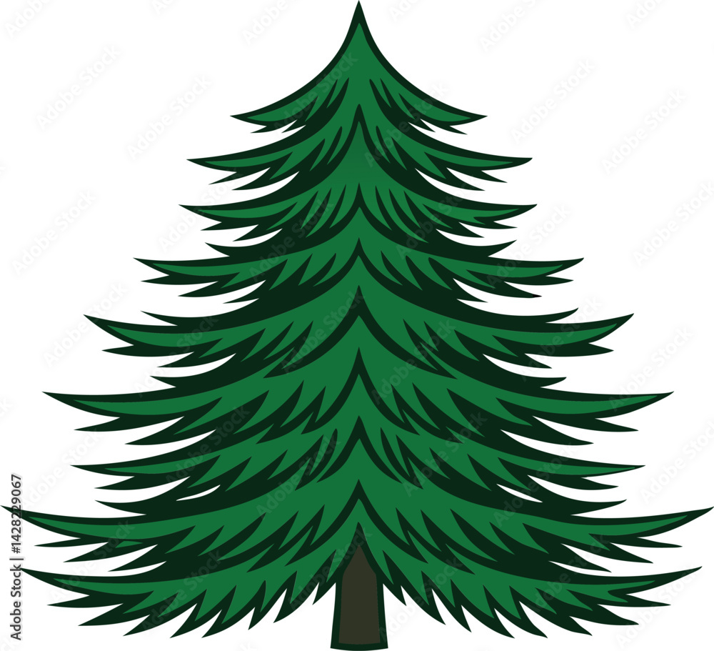 Obraz premium Evergreen Emblem: The image showcases a vibrant green evergreen tree. Its symmetrical form and detailed needles embody nature's timeless beauty and enduring strength.