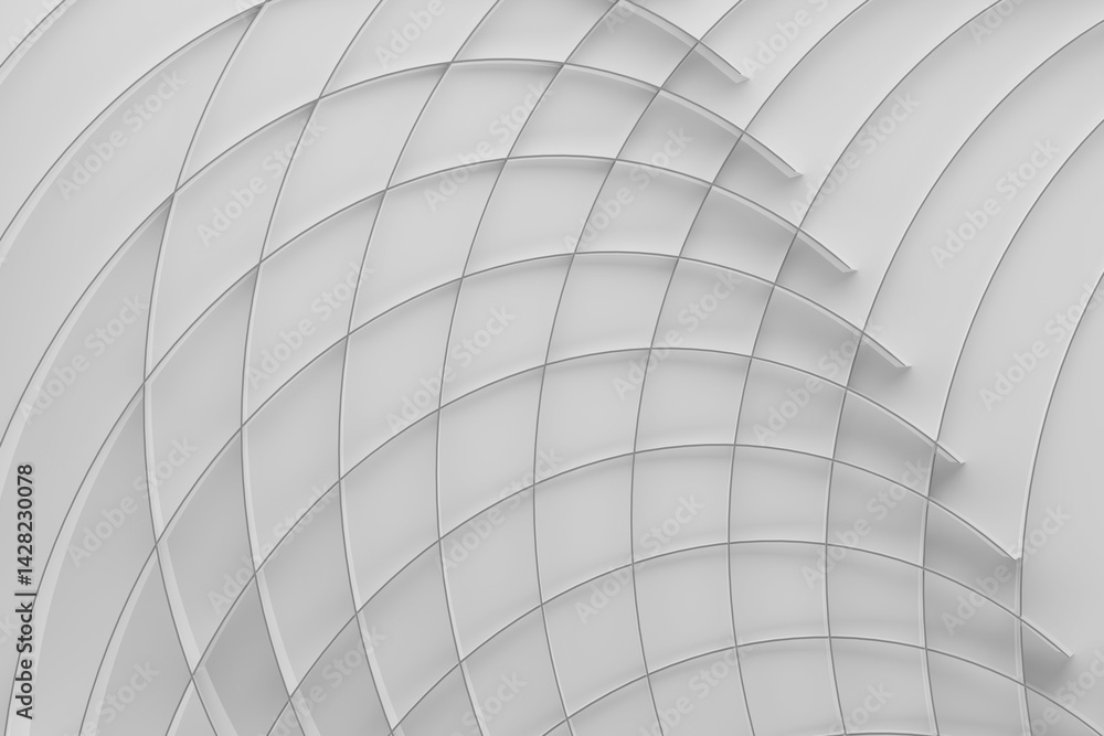 Obraz premium Geometric abstract background, pattern - thin light grey curved lines, grid on white color. 3D rendering. Modern dynamic design for wallpaper, card, poster in medicine, sciences, study, business.