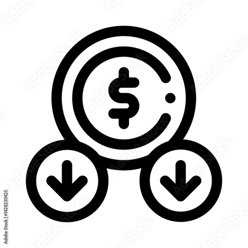 Decreasing Money Value line icon