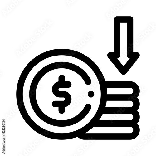 Coin with Down Arrow line icon