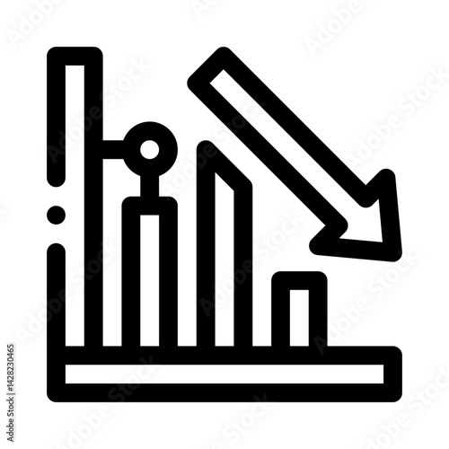Falling Graph line icon