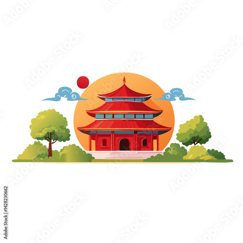 chinese asia temple vector icon design