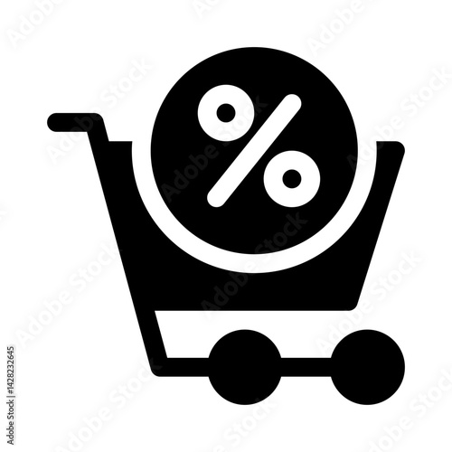 Shopping Cart with Lower Prices glyph icon