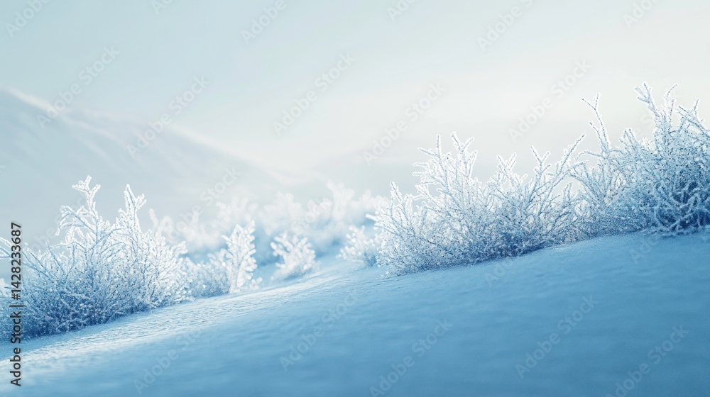 Fototapeta premium Snowy Landscape with Frosted Branches