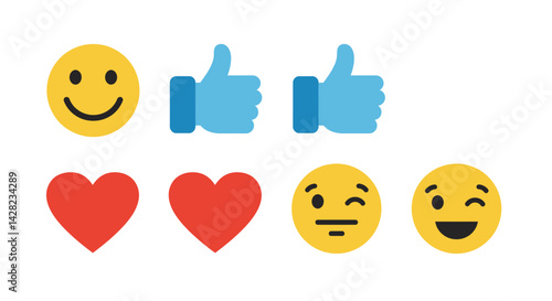 Diverse Expression Emoji Array Featuring Affection Approval and Playfulness