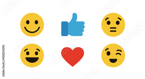 Collection of versatile emoji icons expressing various emotions and social gestures