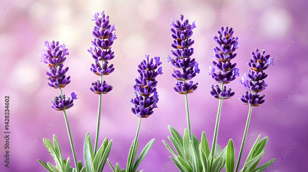 Fototapeta premium Beautiful Lavender Flowers with Soft Purple Bokeh Background