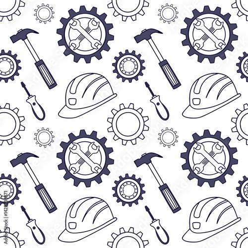 Industrial Assemblage: An intricate pattern of industrial tools, depicting the essence of construction and industry