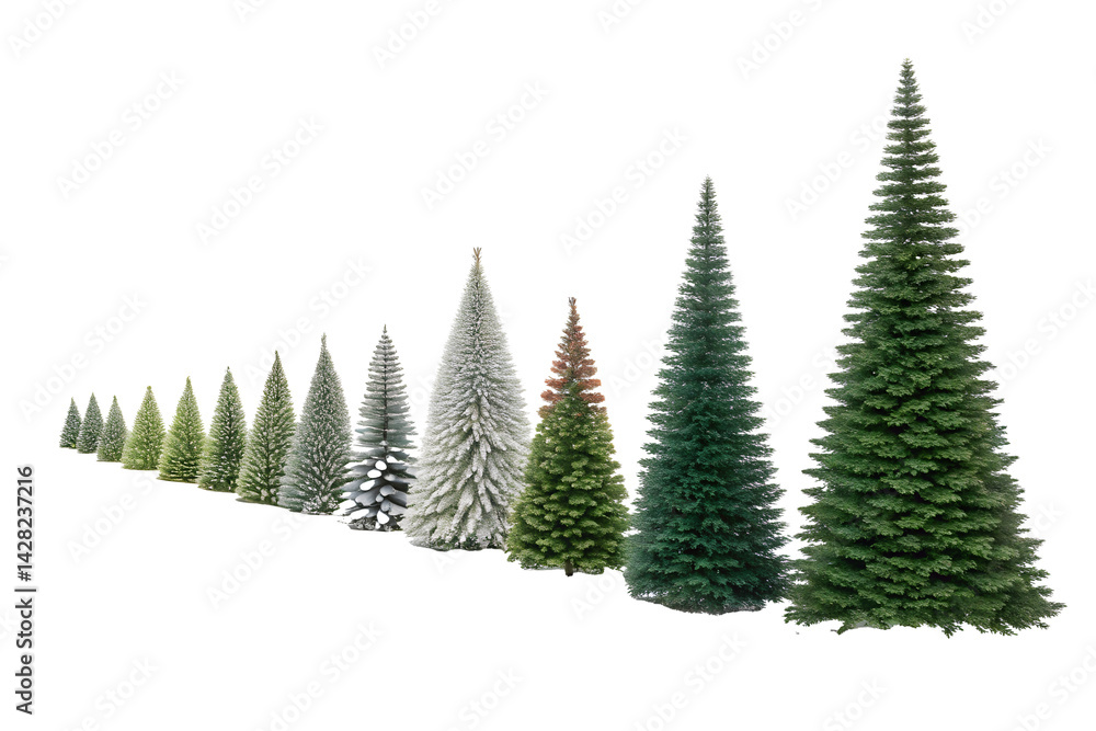 Obraz premium Line of Evergreen Trees in Snow
