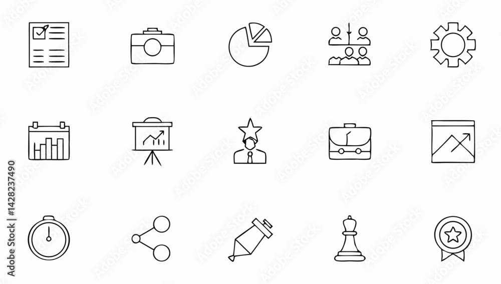 Fototapeta premium action plan set of web icons in line style strate.eps