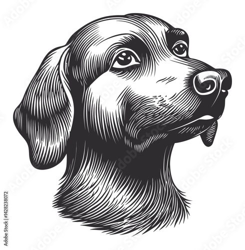 Hand-Drawn Dog Illustration in Linocut and Woodcut Style