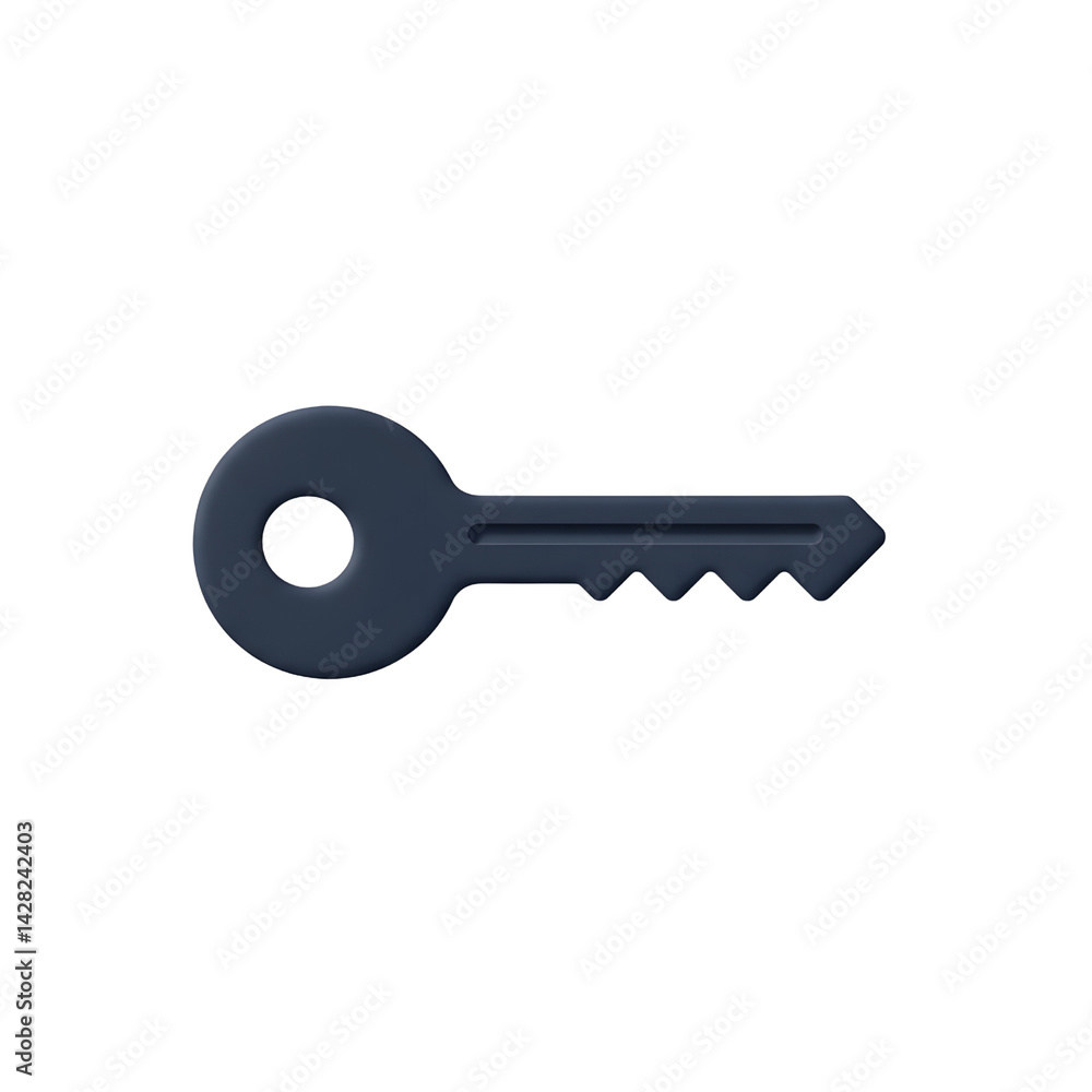3D Key Icon – Realistic Black Key Symbol for Digital Security, Access, and Lock Concepts 3D Key Icon – Realistic Black Key Symbol for Digital Security, Access, and Lock Concepts