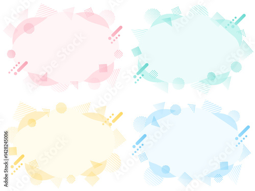 カラフルな図形の飾りつきの不定形なフレームセット