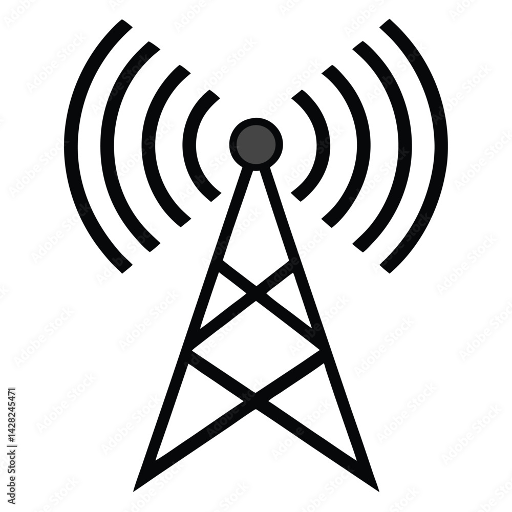 Simple Communication Tower Icon Transmitting Signals Illustration Symbol Transmitter Mast Antenna Technology Simple Communication Tower Icon Transmitting Signals Illustration Symbol Transmitter Mast Antenna Technology