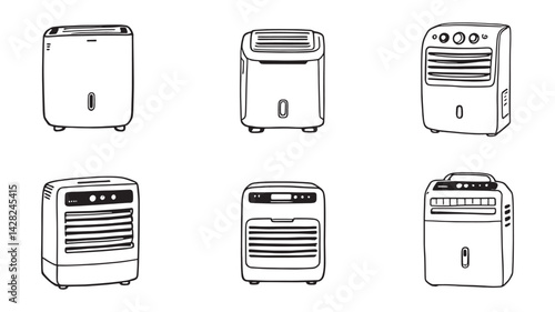 Dehumidifier line art illustration simple and clean design concept