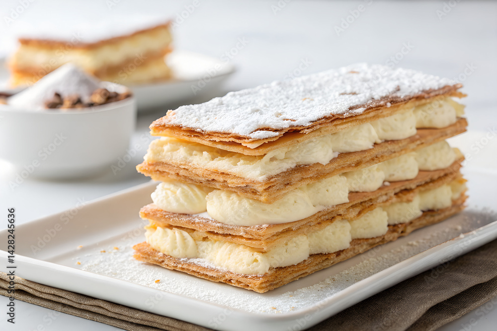 Delicious Mille-Feuille Pastry with Cream Delicious Mille-Feuille Pastry with Cream