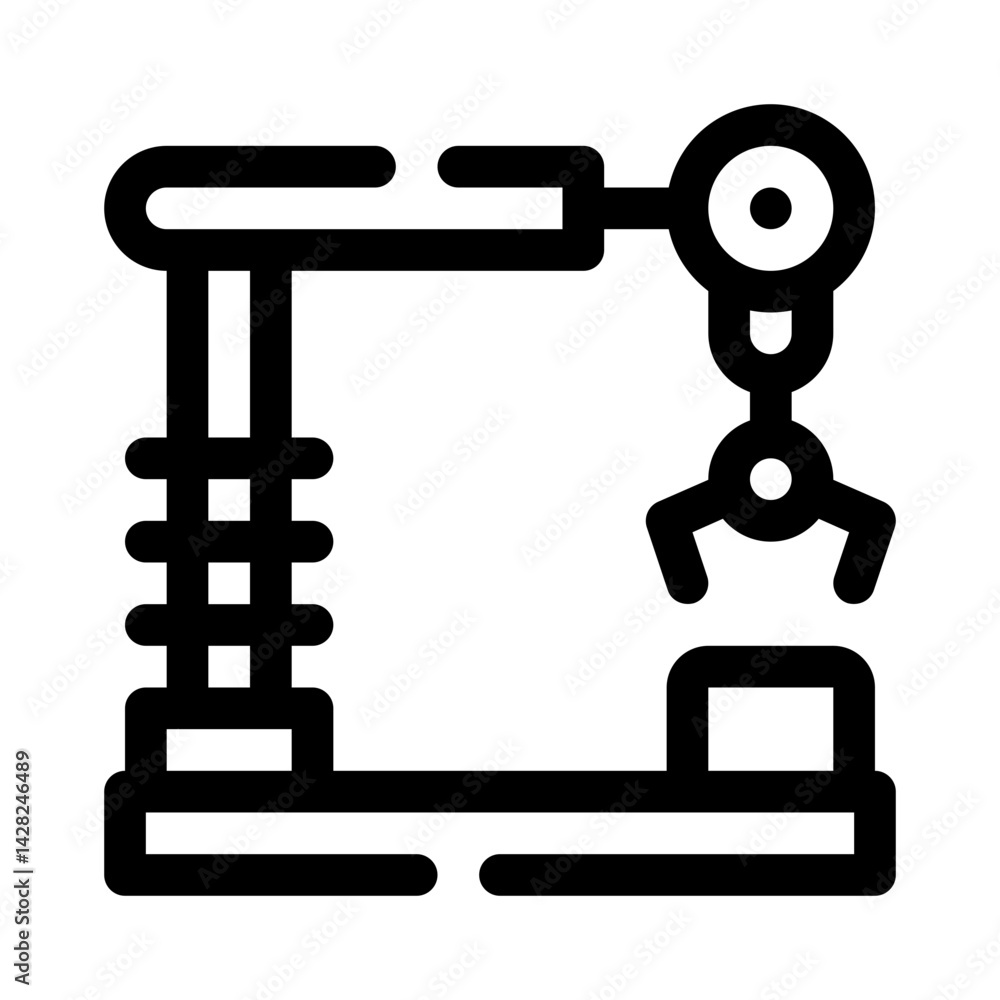 Robotic Arm in Factory line icon Robotic Arm in Factory line icon