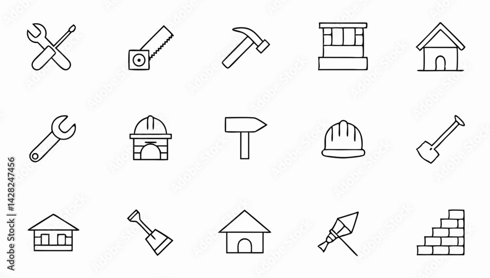 construction icon set with editable stroke buildi.eps construction icon set with editable stroke buildi.eps