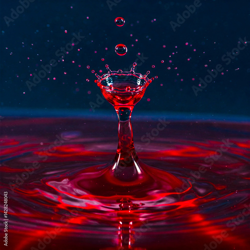 Obraz na płótnie A splash after a drop has fallen on the surface of a red wine w salonie