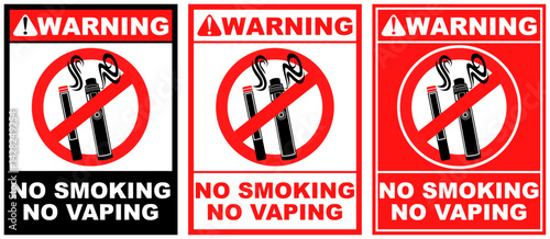 Set warning no smoking no vaping public sign design vector illustration